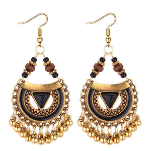 Vintage Ethnic Style Ring Metal Ball Tassel Earrings