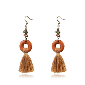 Vintage Tassel Round Alloy Earrings