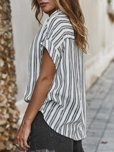 Load image into Gallery viewer, Striped Explosive Spring and Summer Short-sleeved Blouse Loose Shirt
