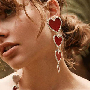 Vintage Love Heart-shaped Long Earrings