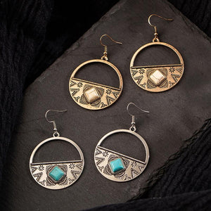 Circle Turquoise Alloy Earrings