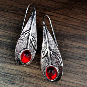 Vintage Leaf Ruby Earrings