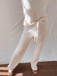 Simple Solid Color Sleeveless Knitted Sweater Suit