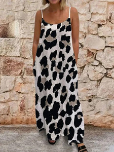 Camouflage Printing Sling Loose Casual Long Dress