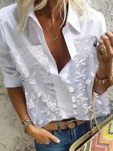 Casual Embroidered Loose Shirt