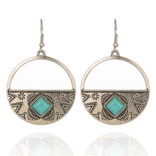 Load image into Gallery viewer, Circle Turquoise Alloy Earrings
