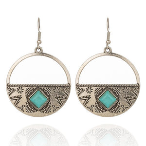 Circle Turquoise Alloy Earrings