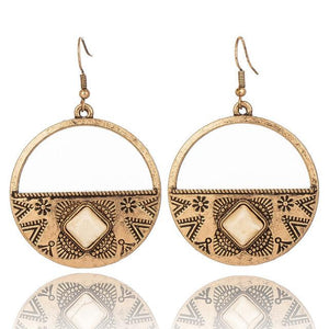 Circle Turquoise Alloy Earrings