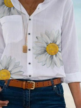 Load image into Gallery viewer, Fashion Casual Daisy Printed Long Sleeve Printed Shirt Top
