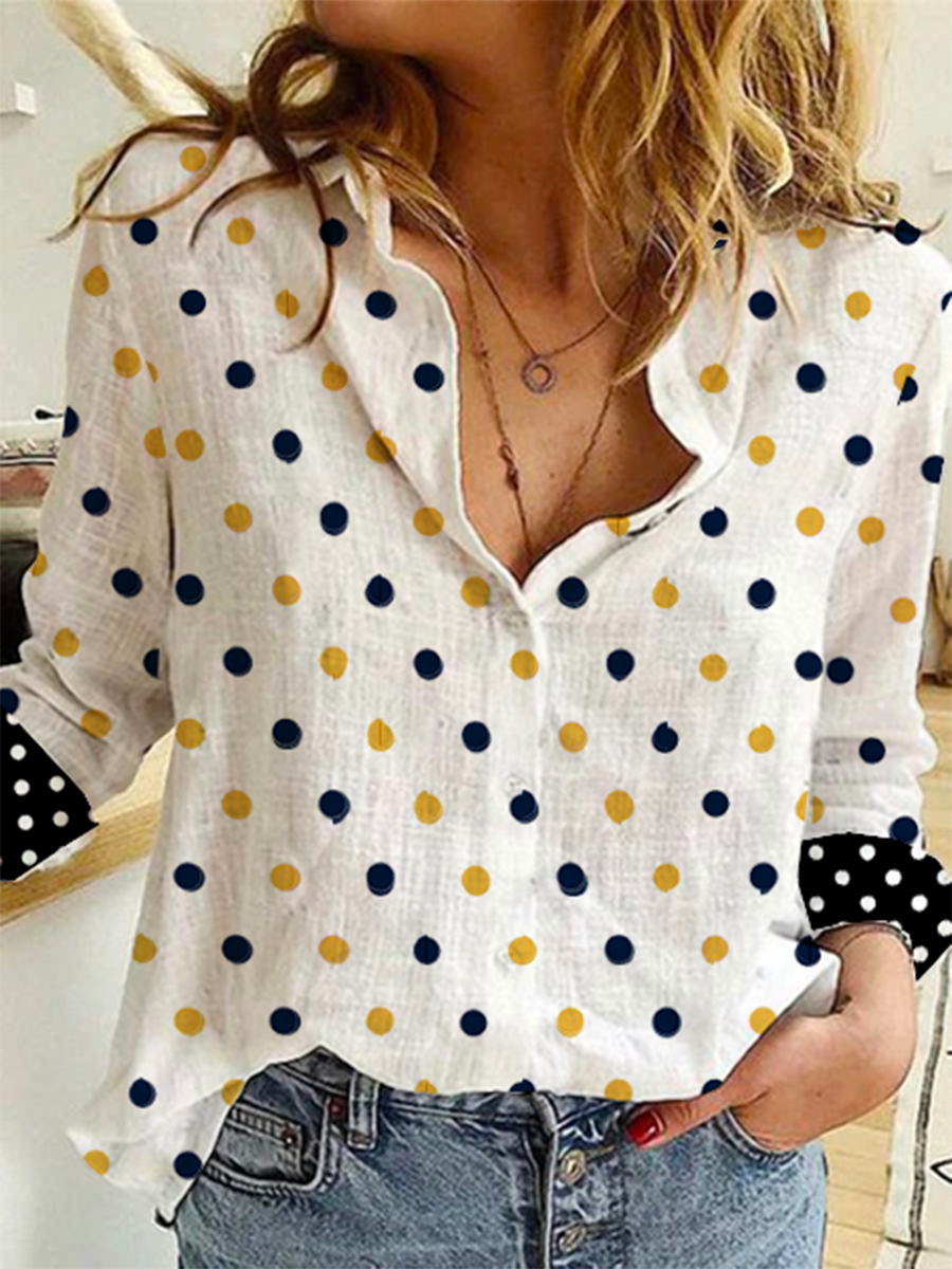 Fashion Casual Polka Dot Printed Shirt Top