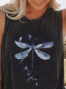 Fashion Casual Dragonfly Print T-shirt Top