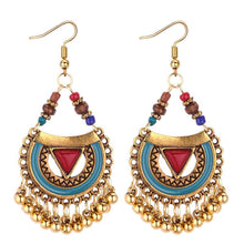 Load image into Gallery viewer, Vintage Ethnic Style Ring Metal Ball Tassel Earrings
