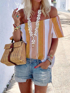 Fashionable Bohemian Striped Printed Collar Shirt