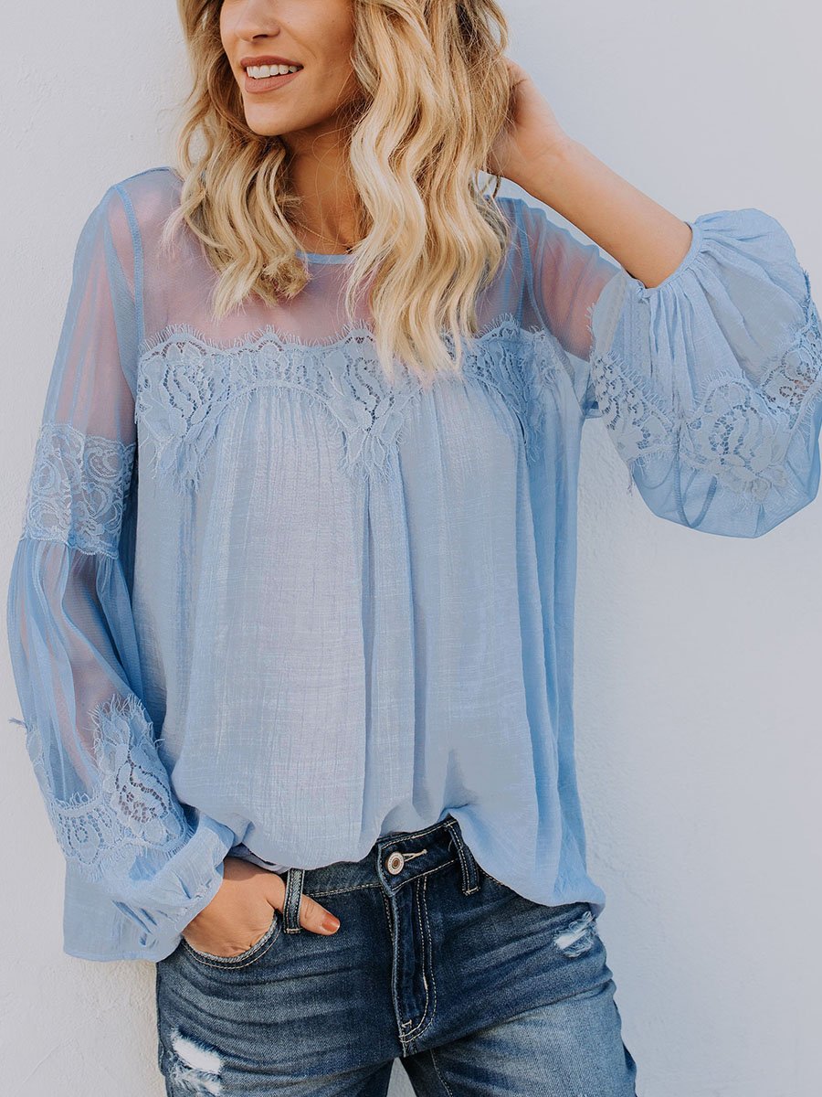 Loose Casual Linen-like Long-sleeved T-shirt