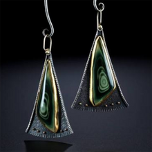 Load image into Gallery viewer, Creative Triangle Fan Shaped Colored Glass Earrings
