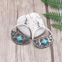 Load image into Gallery viewer, Circle Turquoise Alloy Earrings
