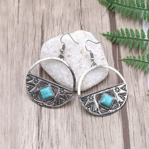 Circle Turquoise Alloy Earrings