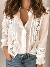 Load image into Gallery viewer, Casual Lace Long Sleeve Loose Shirt
