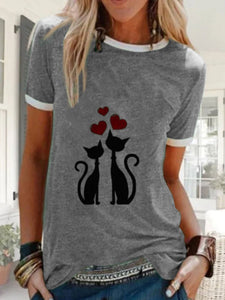 Casual Printed Round Neck Short Sleeve T-Shirt