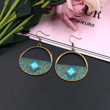 Load image into Gallery viewer, Circle Turquoise Alloy Earrings
