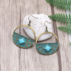 Circle Turquoise Alloy Earrings