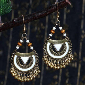 Vintage Ethnic Style Ring Metal Ball Tassel Earrings