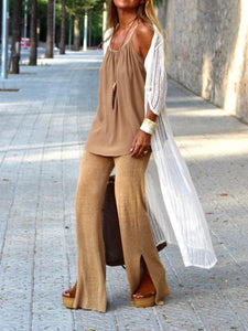 Simple Casual Loose Sling Top Pants Set