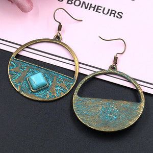 Circle Turquoise Alloy Earrings