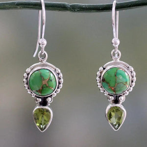 Fashion Vintage Thai Silver Green Dragon Crystal Earrings