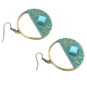 Circle Turquoise Alloy Earrings