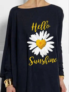 Fashion Casual Chrysanthemum Printed Long-sleeved T-shirt Top