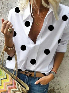 Casual Dot Print Loose Shirt