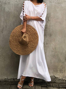 Casual Loose Hollow Out Short Sleeve Maxi Dress