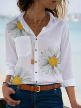 Load image into Gallery viewer, Fashion Casual Daisy Printed Long Sleeve Printed Shirt Top
