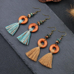 Vintage Tassel Round Alloy Earrings