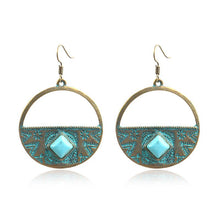 Load image into Gallery viewer, Circle Turquoise Alloy Earrings
