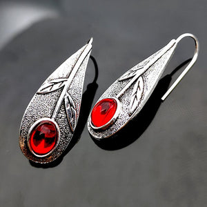 Vintage Leaf Ruby Earrings