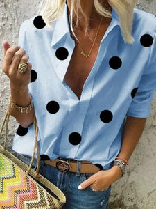 Casual Dot Print Loose Shirt