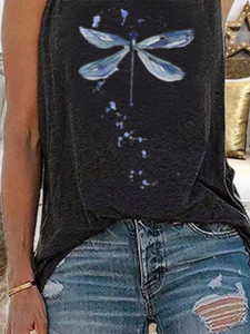 Fashion Casual Dragonfly Print T-shirt Top