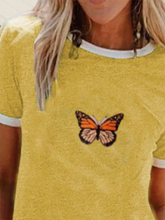 Load image into Gallery viewer, Fashion Casual Butterfly Short Sleeve Printed T-shirt Top
